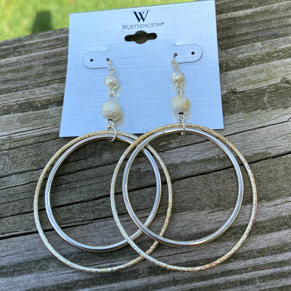 Worthington long drop hoop earrings - brand new